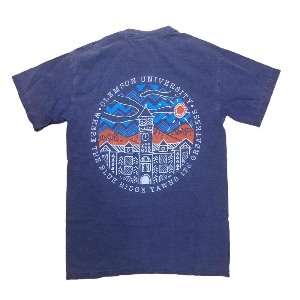 Clemson University CU blue crew neck t-shirt, Small